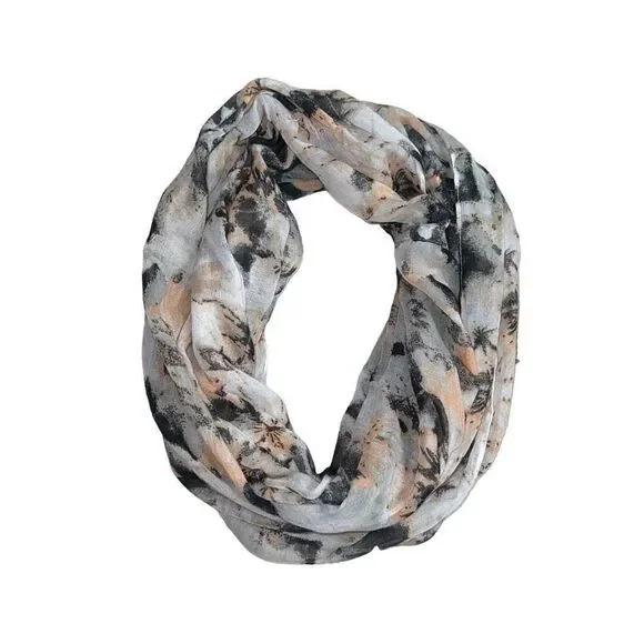 BUNDLE (2) Infinity Scarfs — One Patterned & One Solid Black - Picture 2 of 5